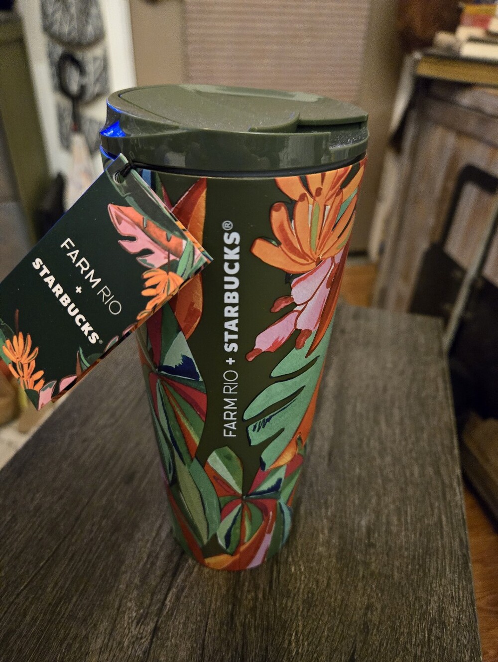 2025 Starbucks + Farm Rio 16oz Stainless Steel Travel Mug Tumbler Banana Leaves